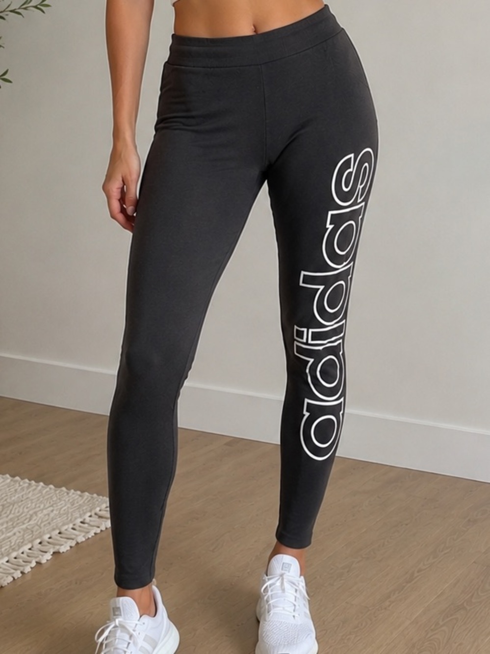 Adidas Black Pocket Leggings XL Large Logo Athletic Workout Pants